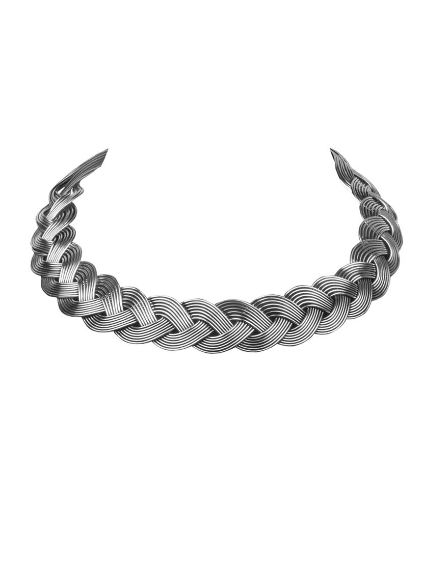 silver brass choker necklace - 20165805 - Zoom Image - 0