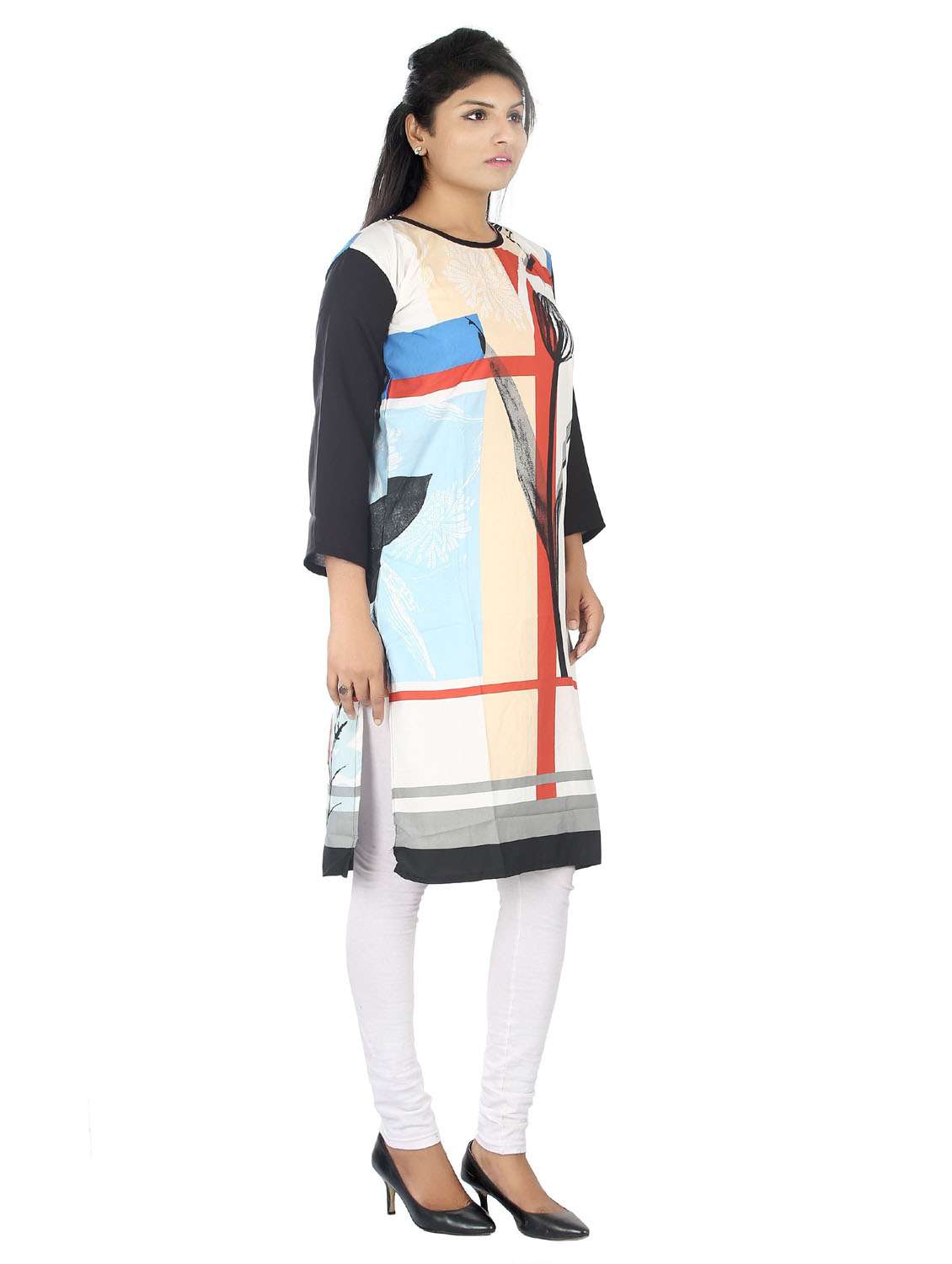 multi color round neck straight kurta - 20166212 -  Standard Image - 1