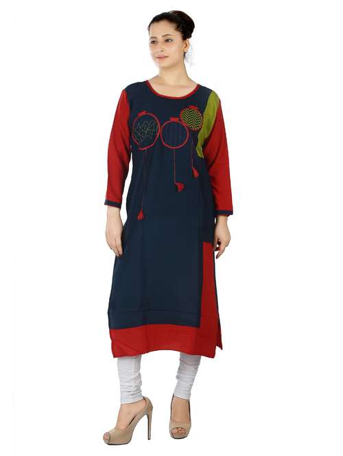 round neck printed straight kurta - 20166226 -  Standard Image - 0