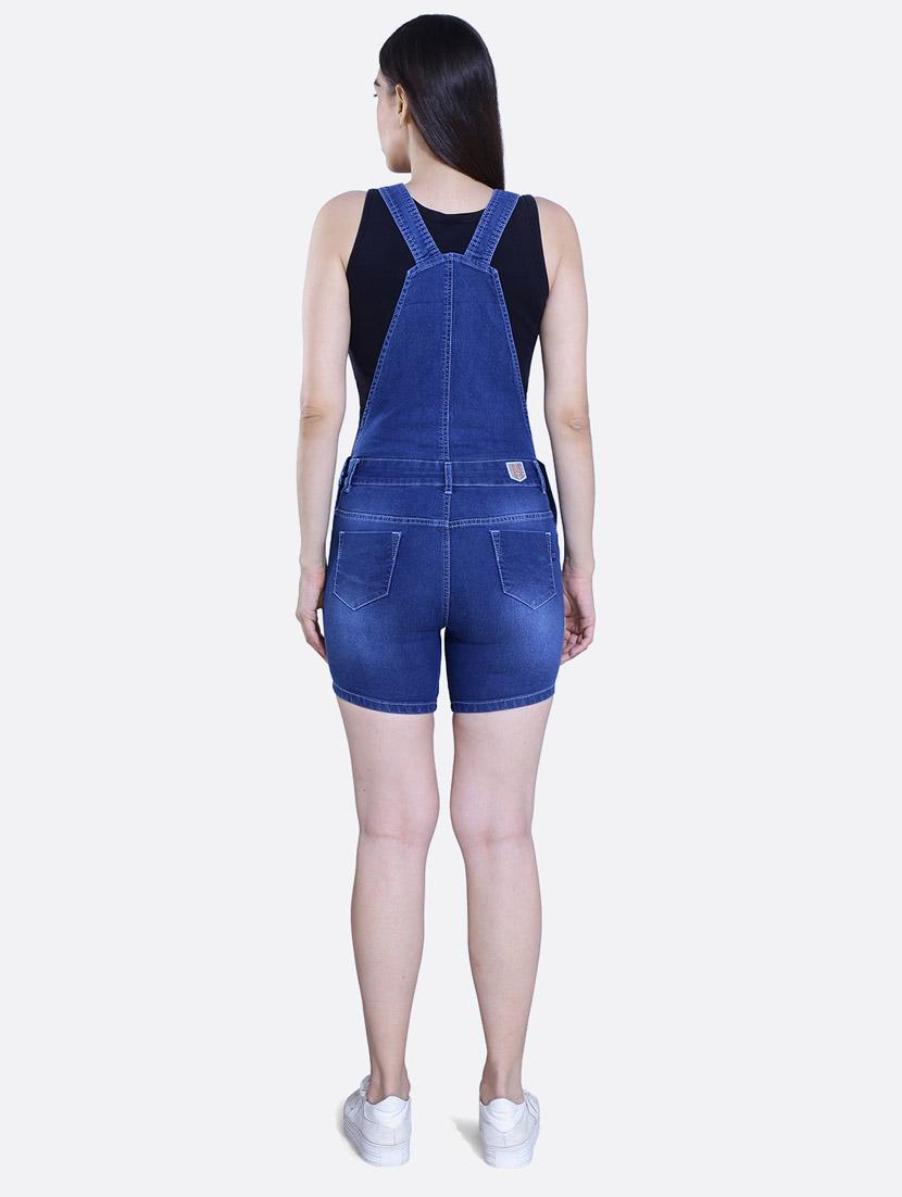 women solid denim dungaree - 20166327 - Standard Image - 4