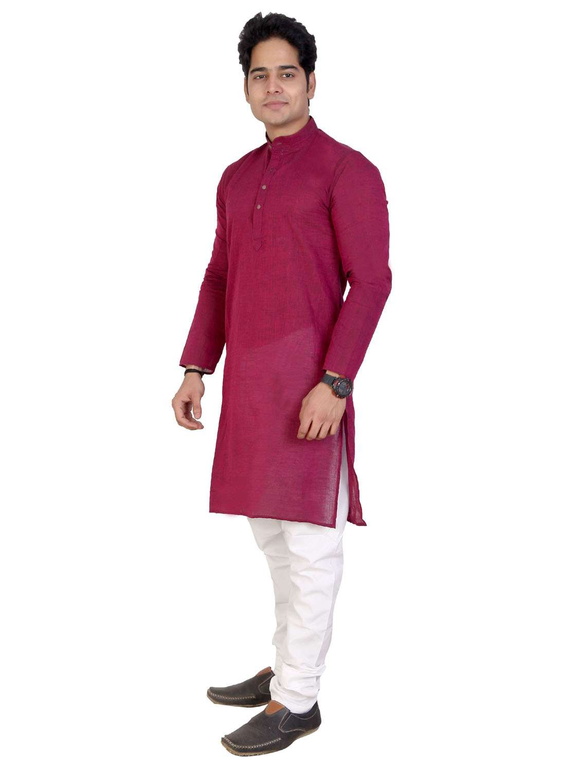 men solid cotton kurta pyjama ethnic wear set - 20166443 - Standard Image - 1