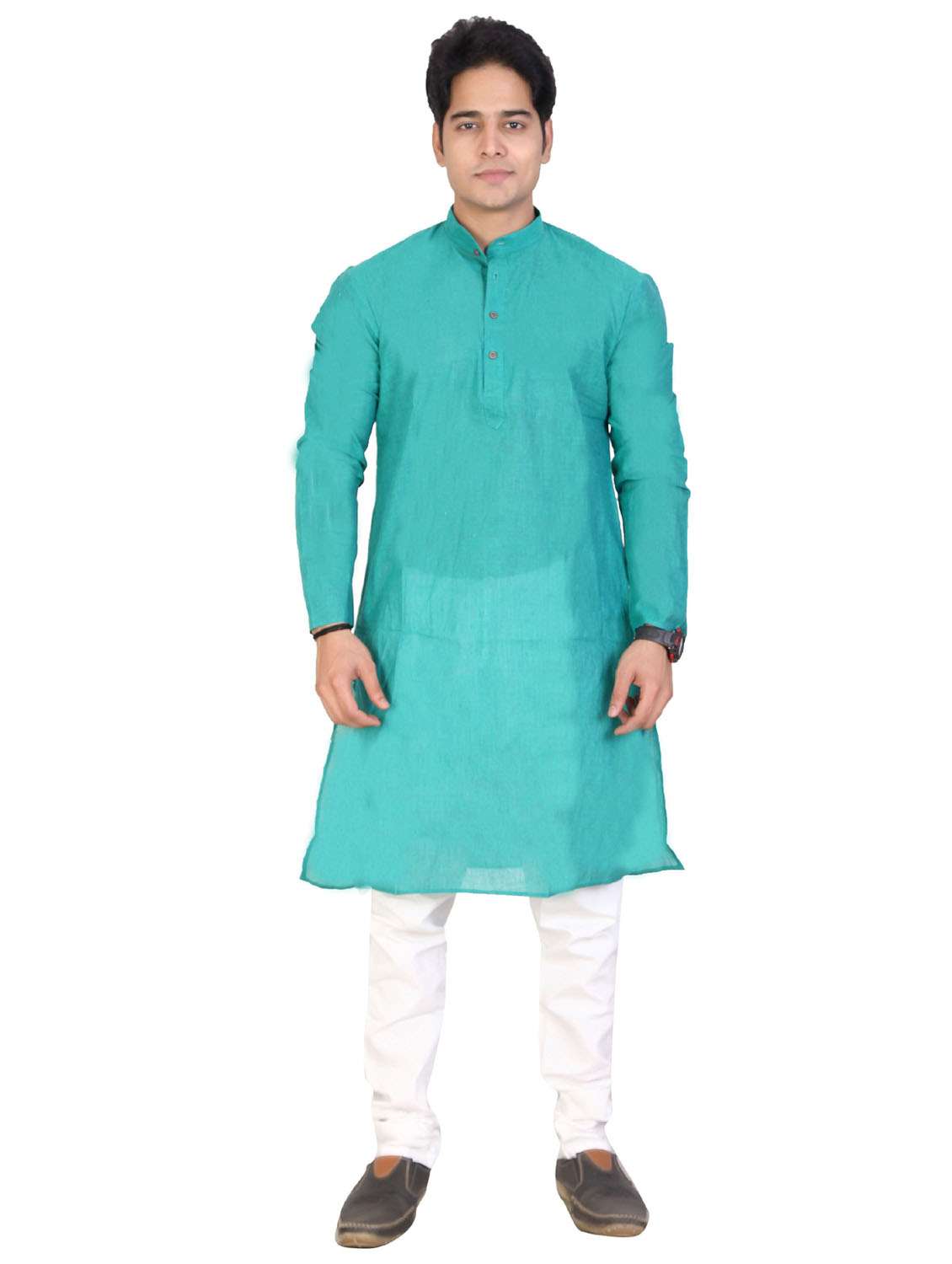 men's solid cotton kurta pyjama ethnic wear set
