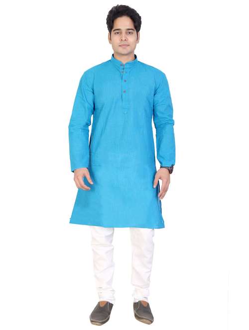 mandarin neck solid kurta pyjama set - 20166446 -  Standard Image - 0