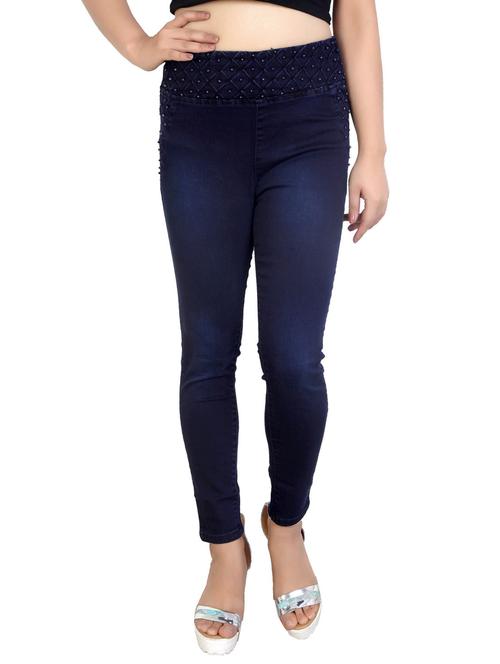 dark blue solids high rise jeggings - 20166532 - Standard Image - 0