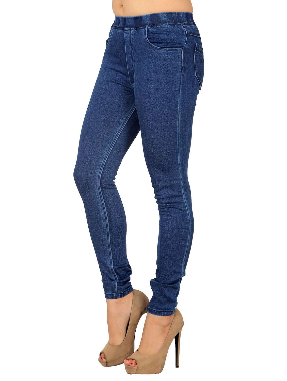 blue solids low rise jeggings - 20166539 -  Standard Image - 1