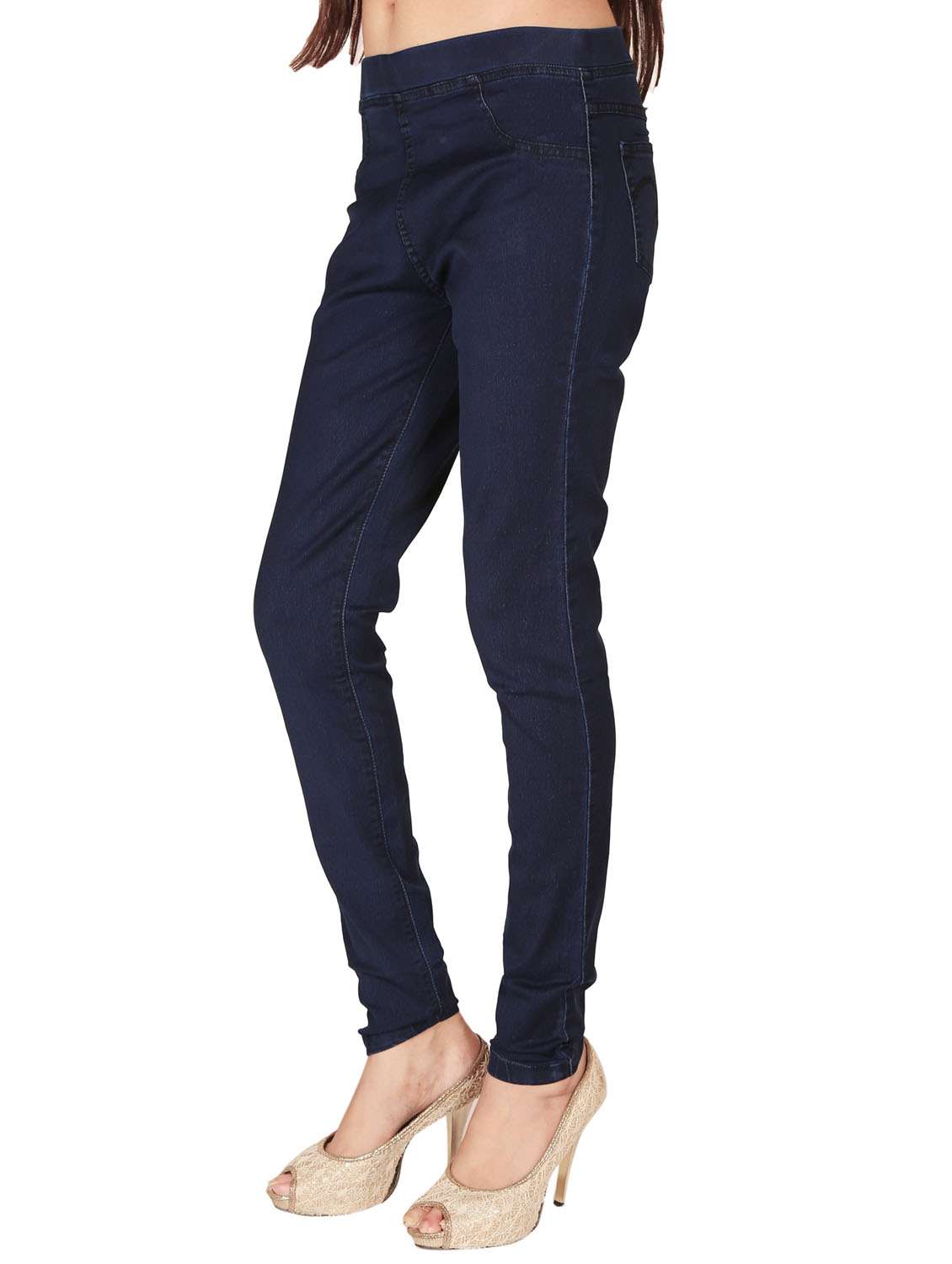navy blue solid mid rise full length jegging - 20166543 -  Standard Image - 1