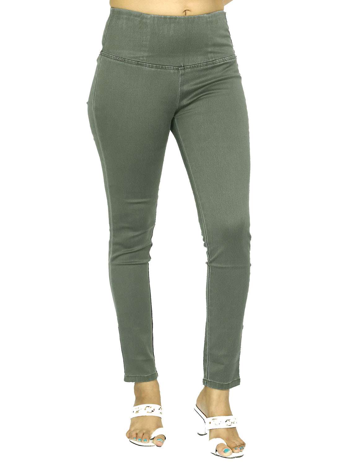 green solid mid rise ankle length jegging - 20166550 - Standard Image - 1