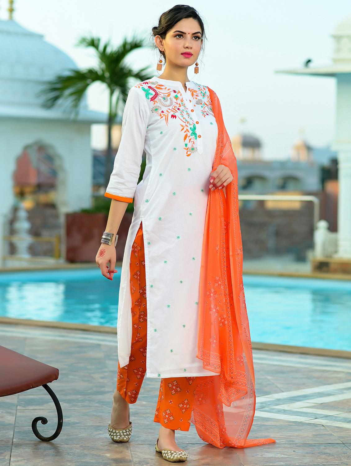 embroidered kurta pant set with dupatta - 20166988 -  Standard Image - 1