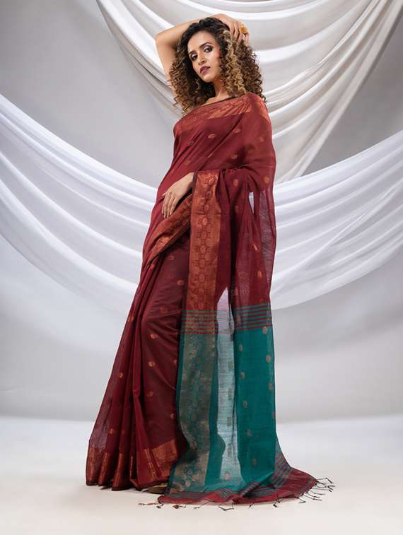 women's self design maroon colored saree with blouse - 20167184 -  Standard Image - 1