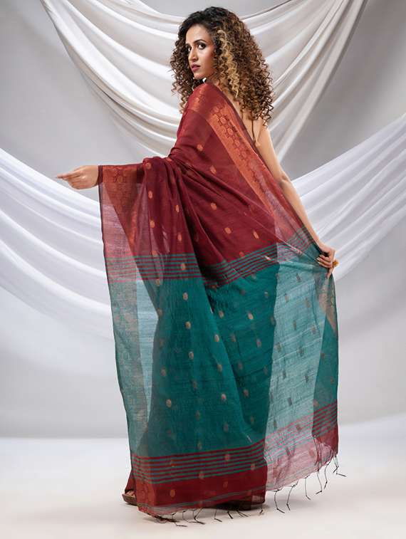 women's self design maroon colored saree with blouse - 20167184 -  Standard Image - 4