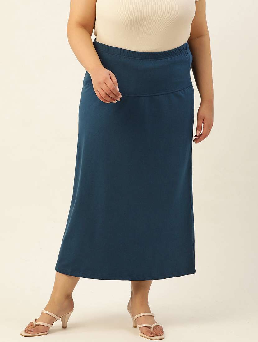 women's blue solids midi skirt - 20167199 - Zoom Image - 0