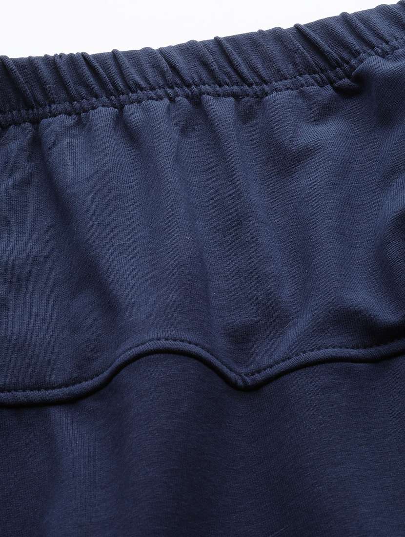 navy blue solid high rise a-line midi skirt - 20167201 - Standard Image - 4