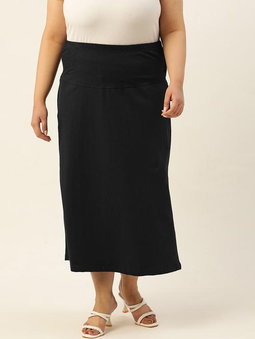 black solid pleated skirt - 20167204 - Standard Image - 0