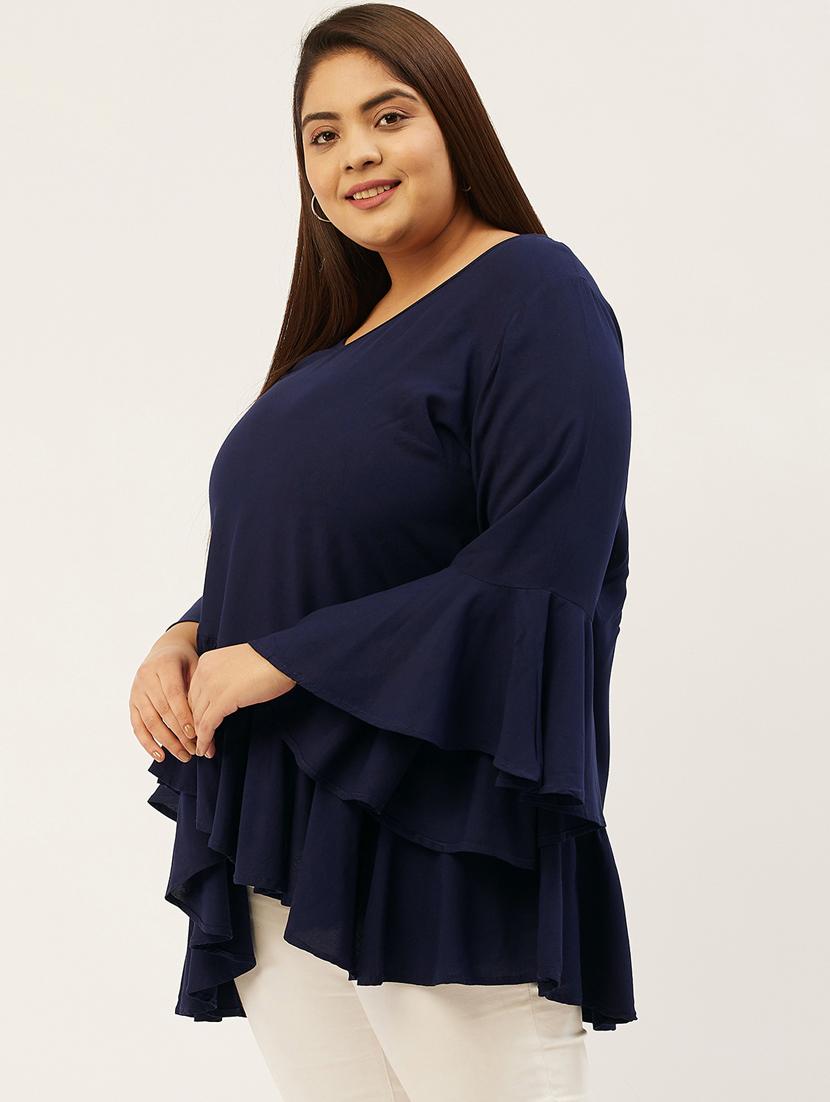 women's ruffle v neck top - 20167214 - Standard Image - 1
