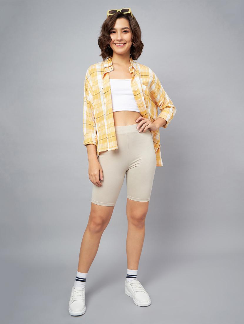 yellow & white checkered boxy fit shirt - 20167246 - Standard Image - 4