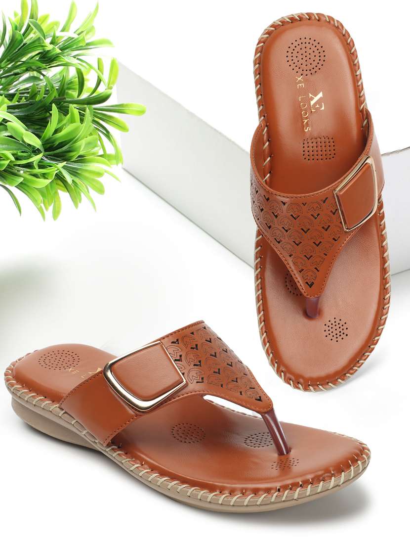 tan toe separator slip on sandal - 20167253 -  Standard Image - 1