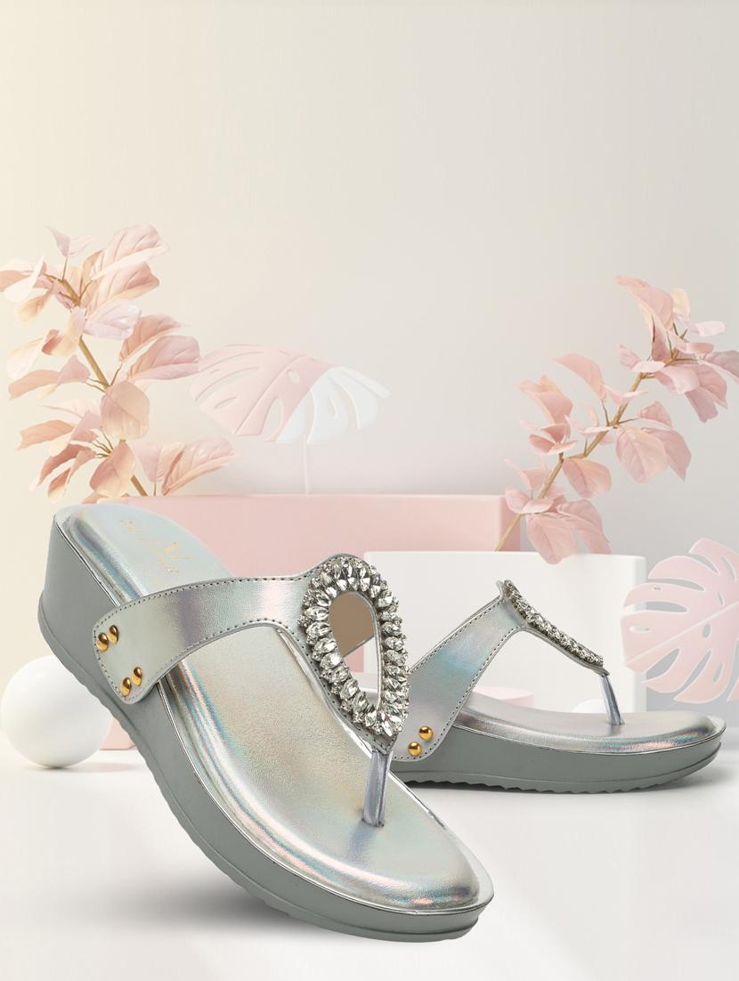 silver toe separator slip on sandal - 20167261 - Standard Image - 1