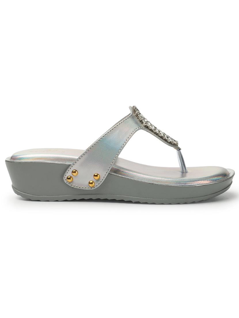 silver toe separator slip on sandal - 20167261 - Standard Image - 4
