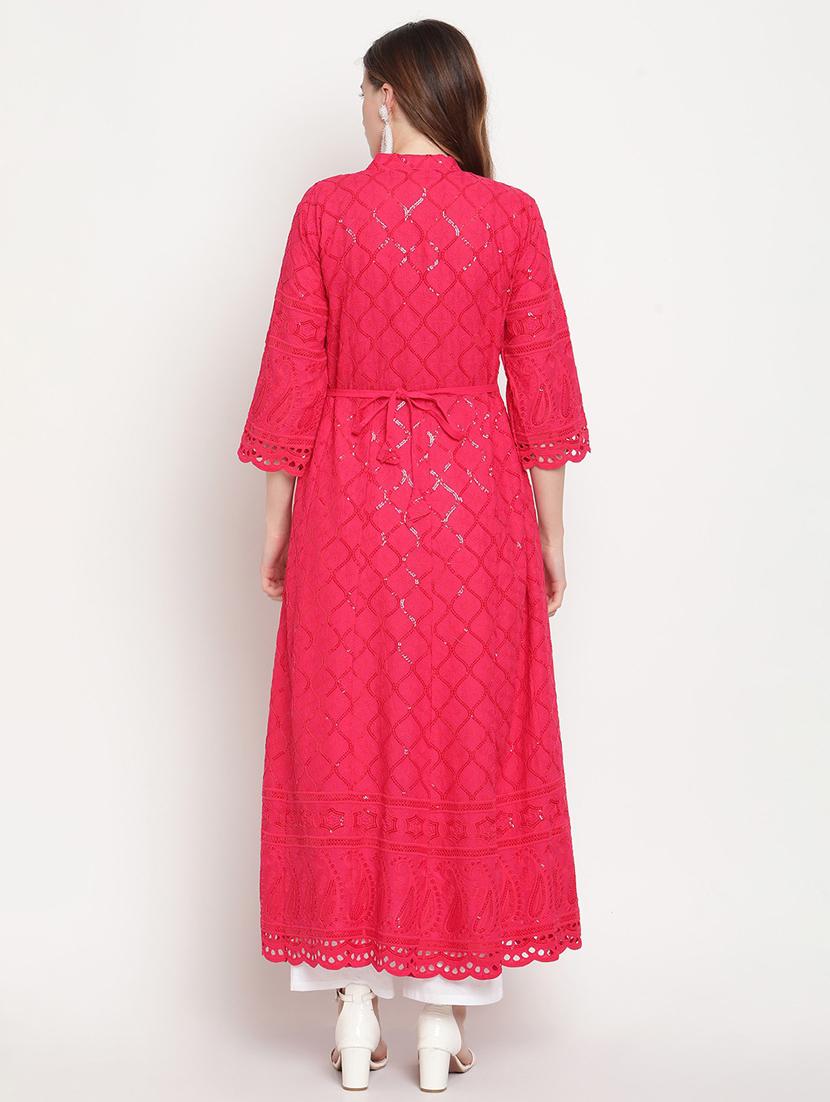 pink self design anarkali kurta - 20167343 - Standard Image - 4