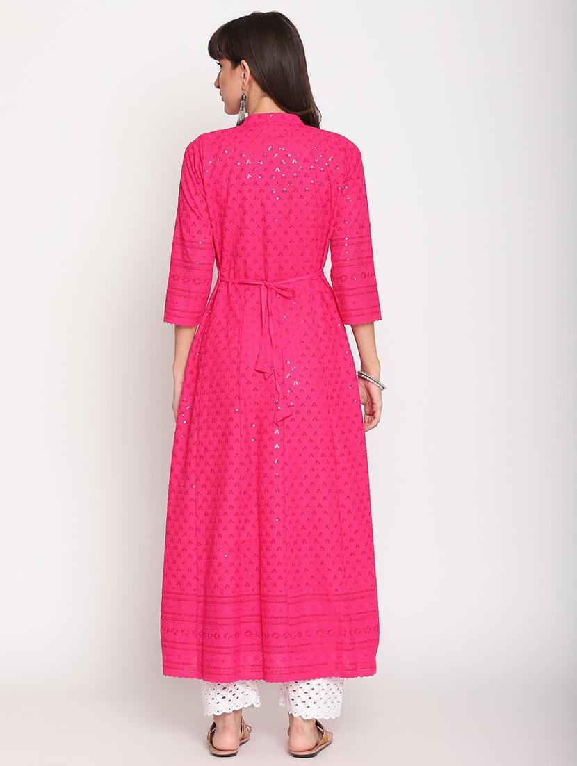 pink self design anarkali kurta - 20167350 - Standard Image - 4