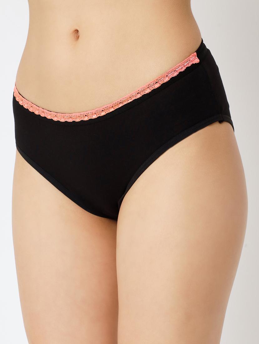 black cotton blend hipster panty - 20167377 -  Standard Image - 1