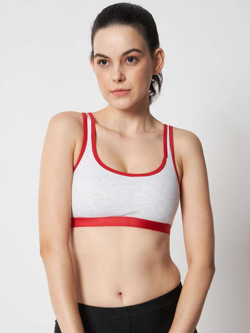 red lycra sports bra