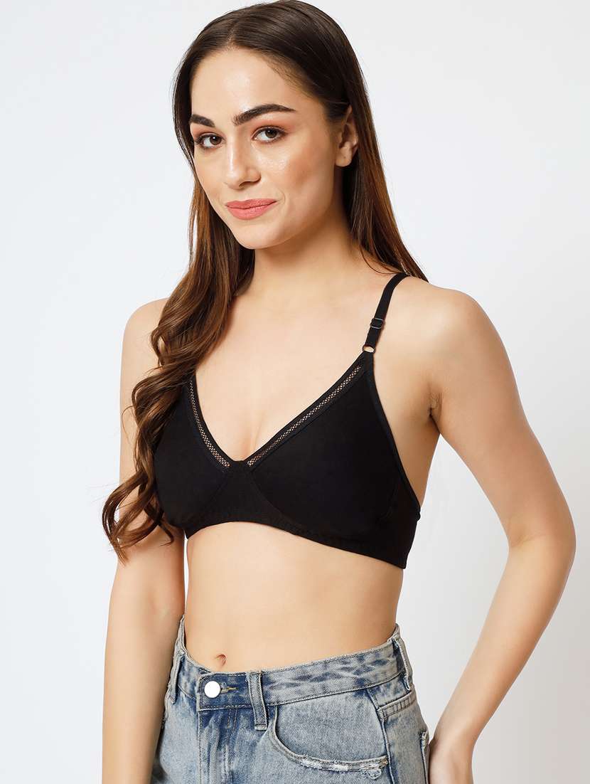black cotton tshirt bra - 20167398 -  Standard Image - 1