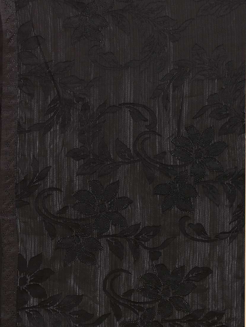 black shimmer satin brasso stone work saree with blouse - 20167409 -  Standard Image - 4