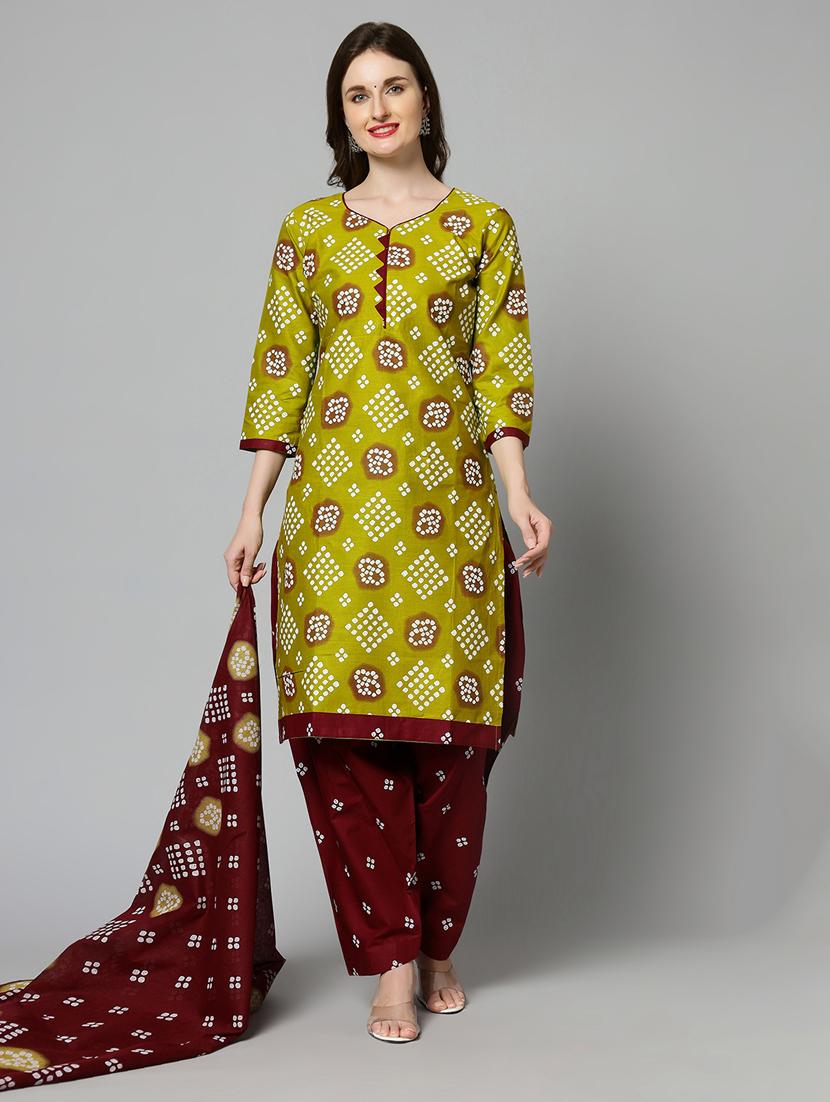 women green unstitched patiyala suits - 20167517 -  Standard Image - 1