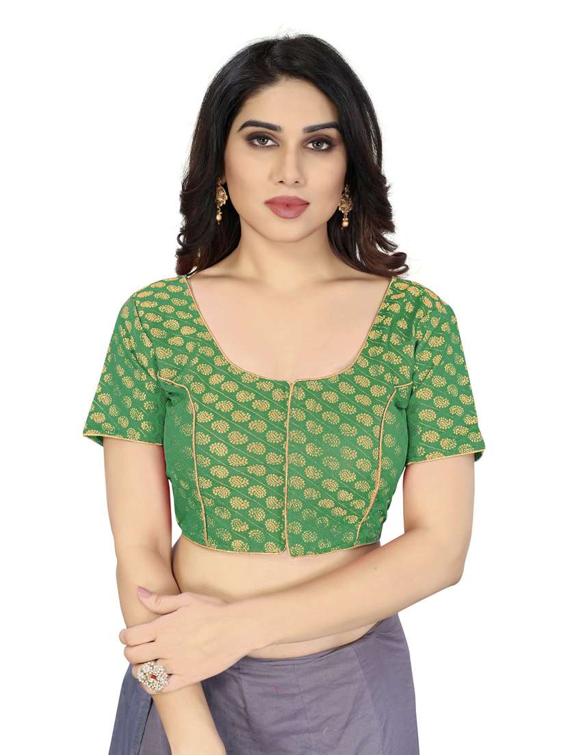 women green self design stitched blouse - 20168361 - Zoom Image - 0