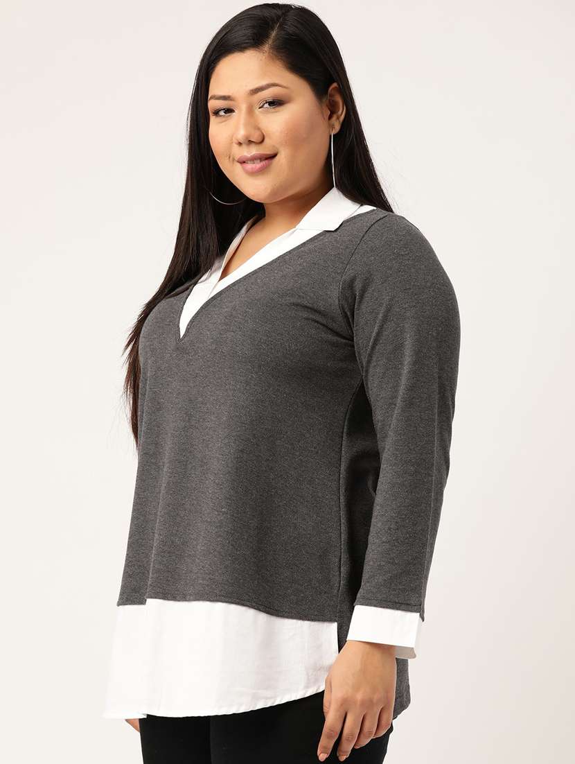 women's straight collared top - 20168508 - Standard Image - 1