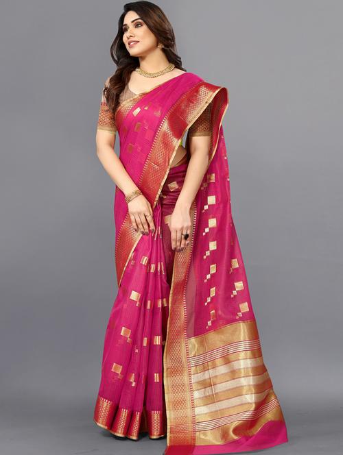 women's self design pink colored saree with blouse - 20168554 -  Standard Image - 0