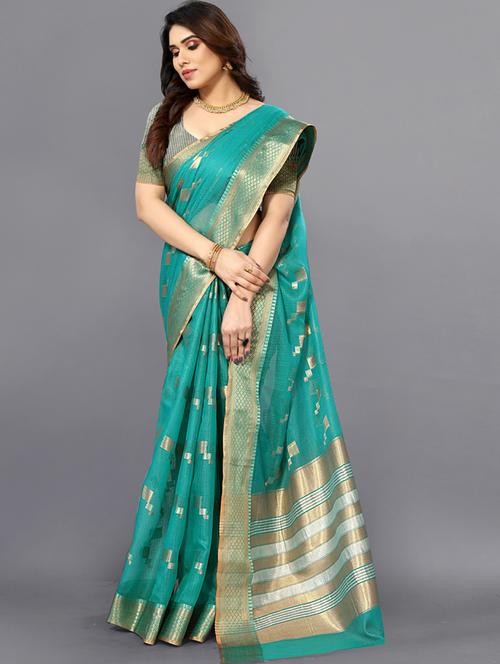 women's self design sea green colored saree with blouse - 20168601 - Standard Image - 0