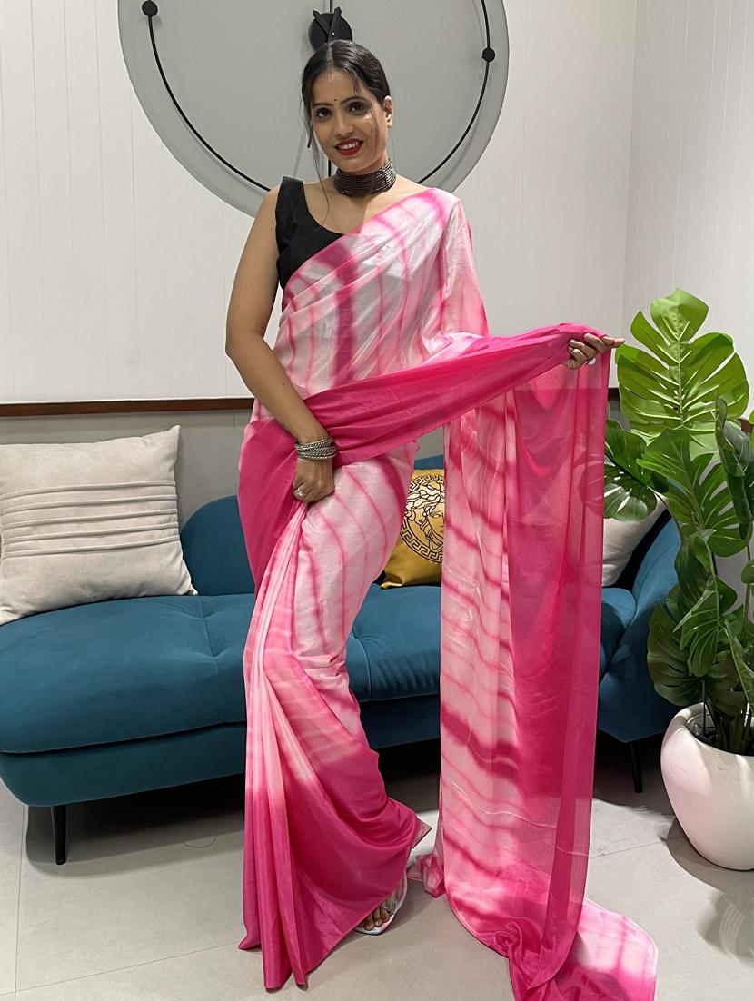 women's tie & dye pink colored saree with blouse - 20168764 -  Zoom Image - 0