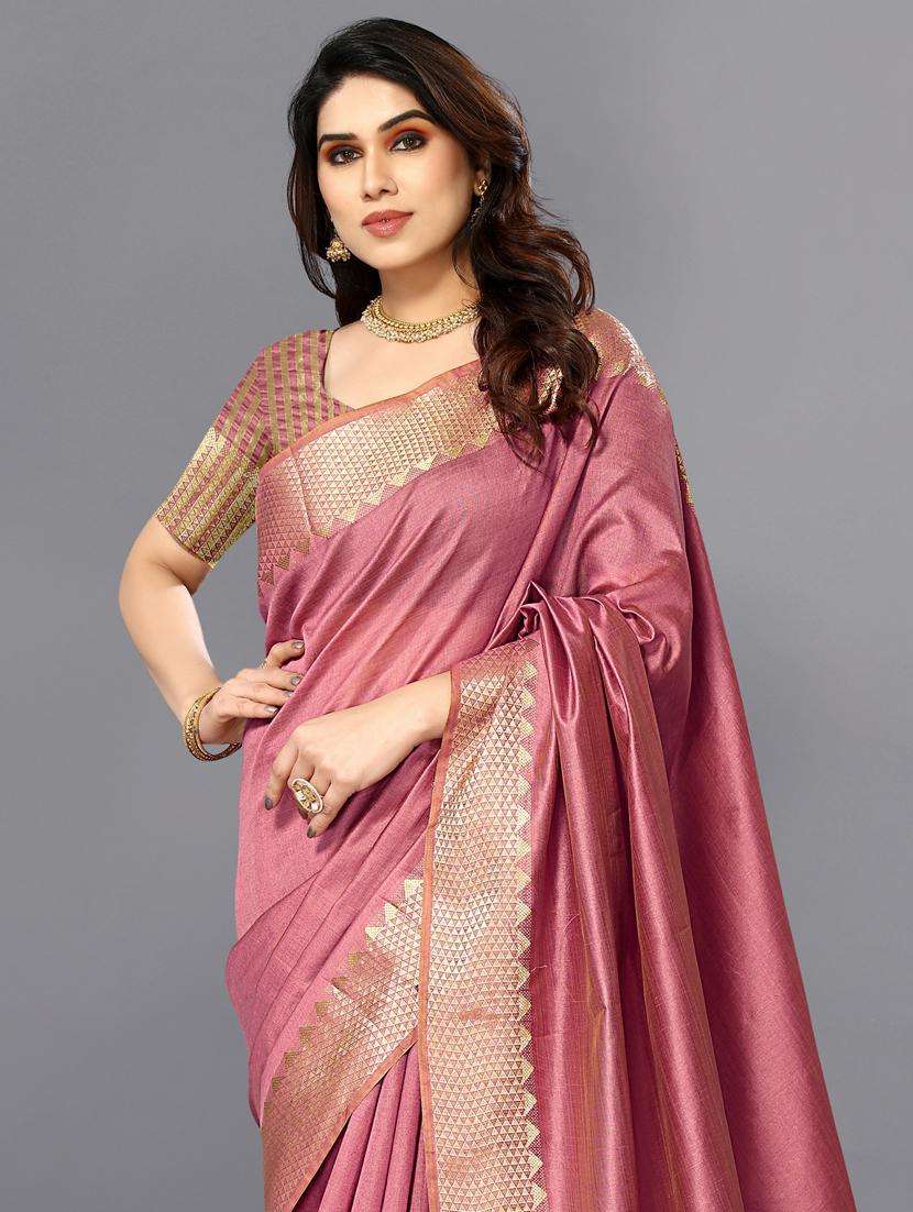 women's self design pink colored saree with blouse - 20168807 -  Standard Image - 1