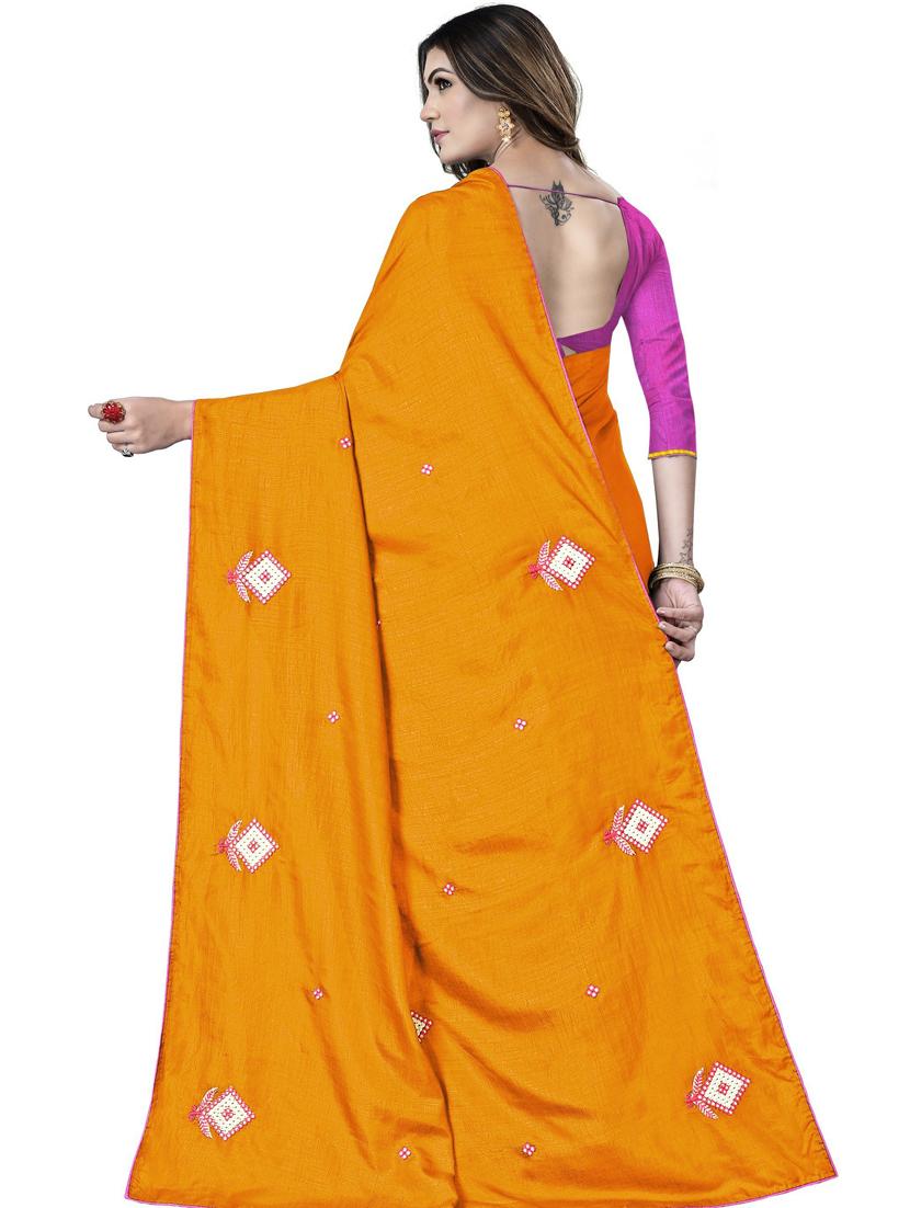 mustard embroidered saree with blouse - 20168871 - Standard Image - 1