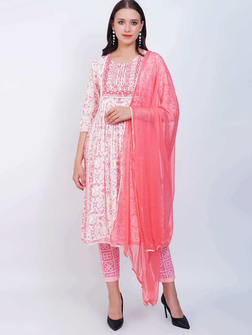 printed kurta pant set with dupatta  