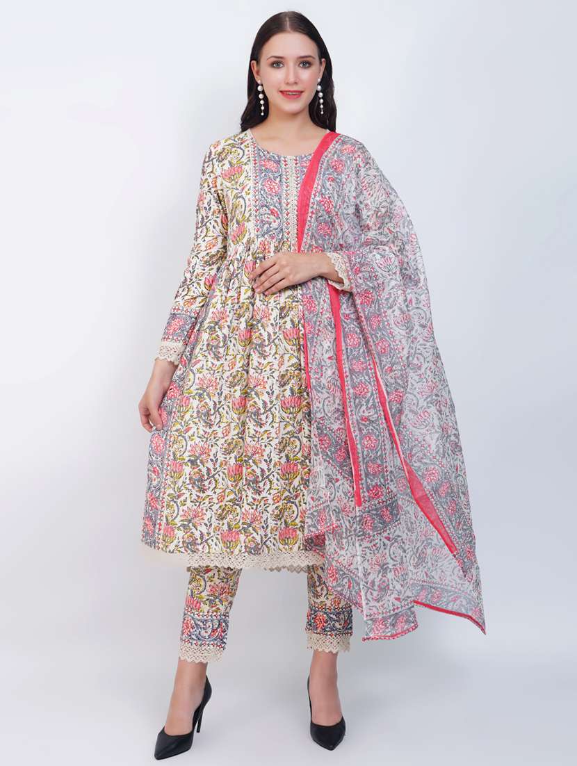 printed kurta pant set with dupatta  