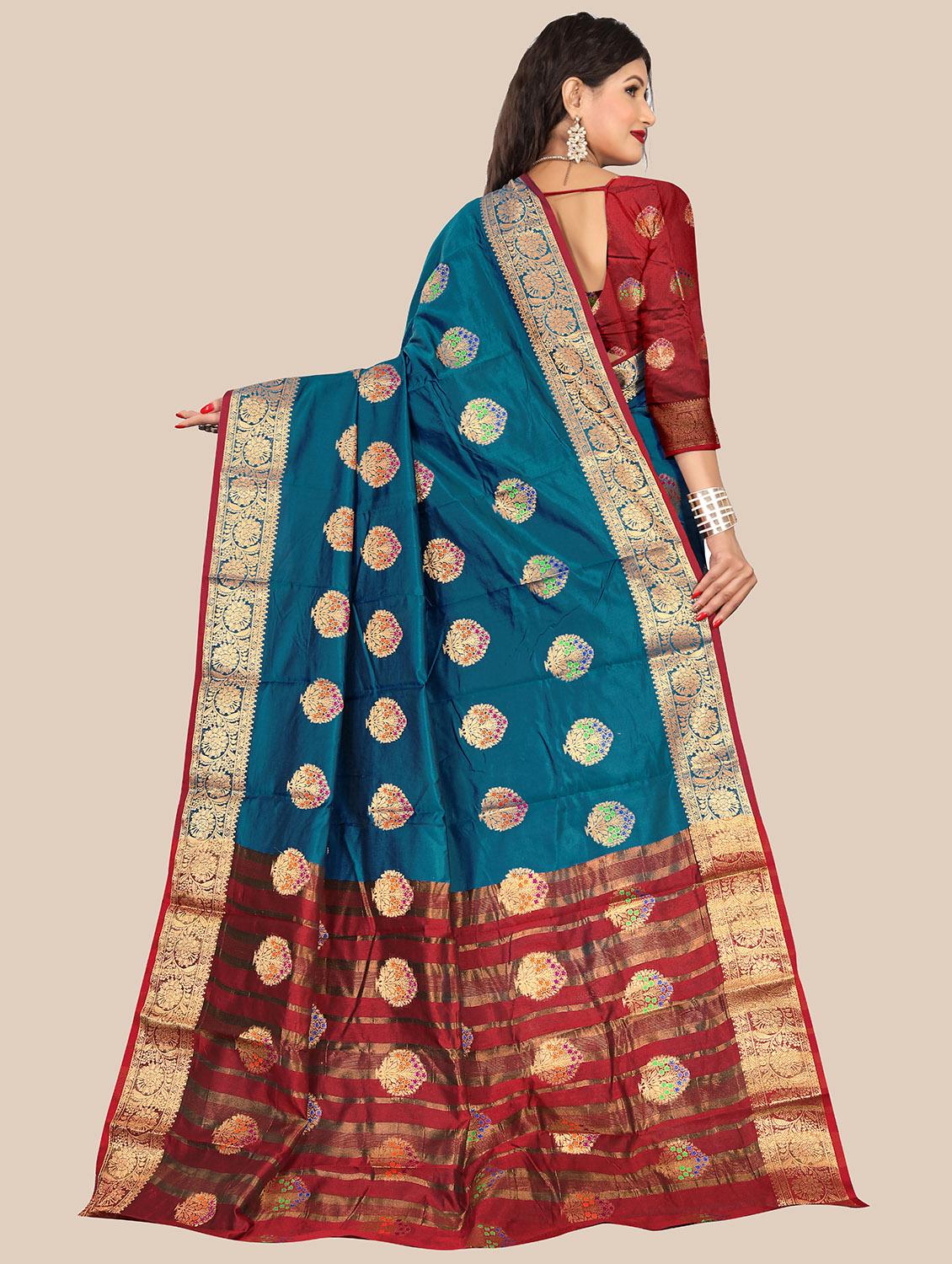 self design banarasi saree with blouse - 20169175 -  Standard Image - 1