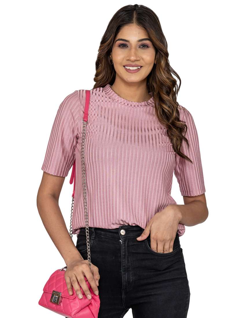 women's straight round neck top