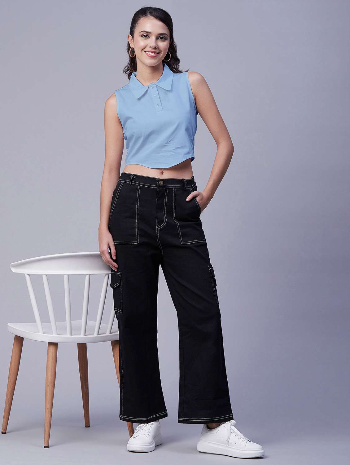 women's crop collared top - 20171131 -  Standard Image - 4