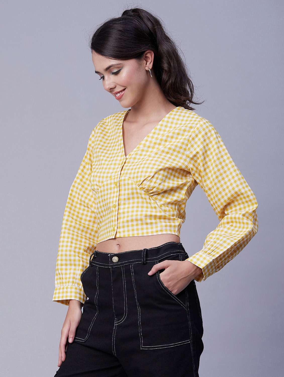 women's blouson v neck top - 20171140 -  Standard Image - 1