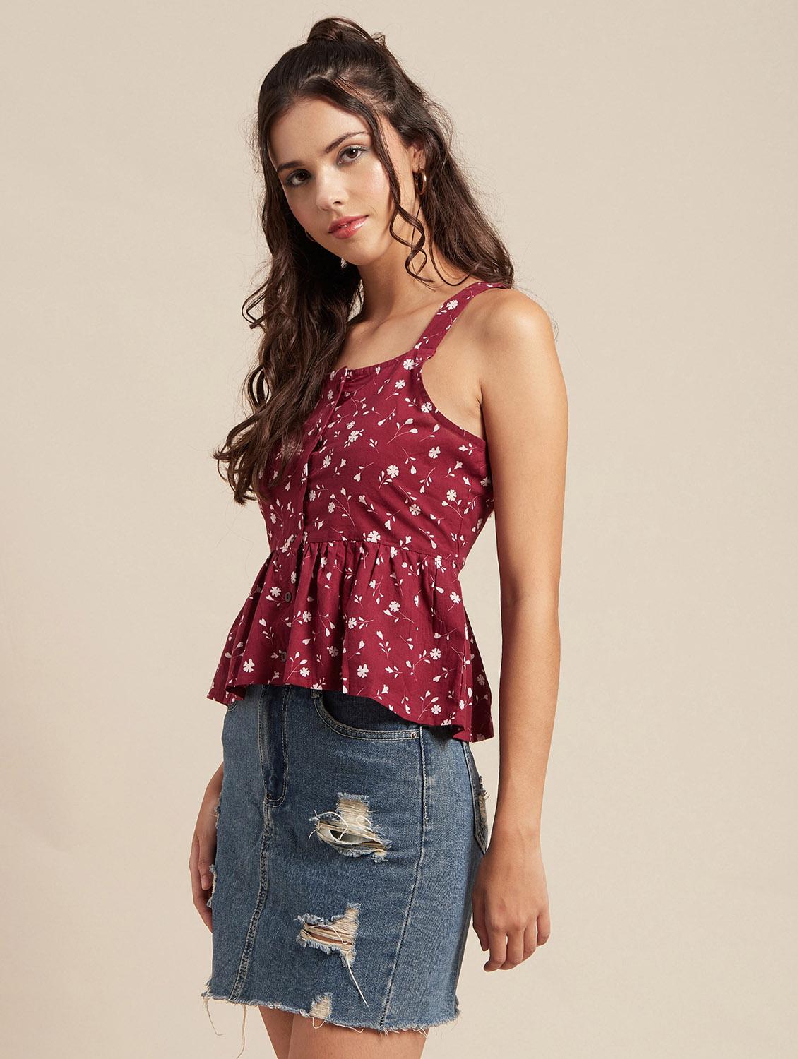 women's peplum square neck top - 20171152 - Standard Image - 1