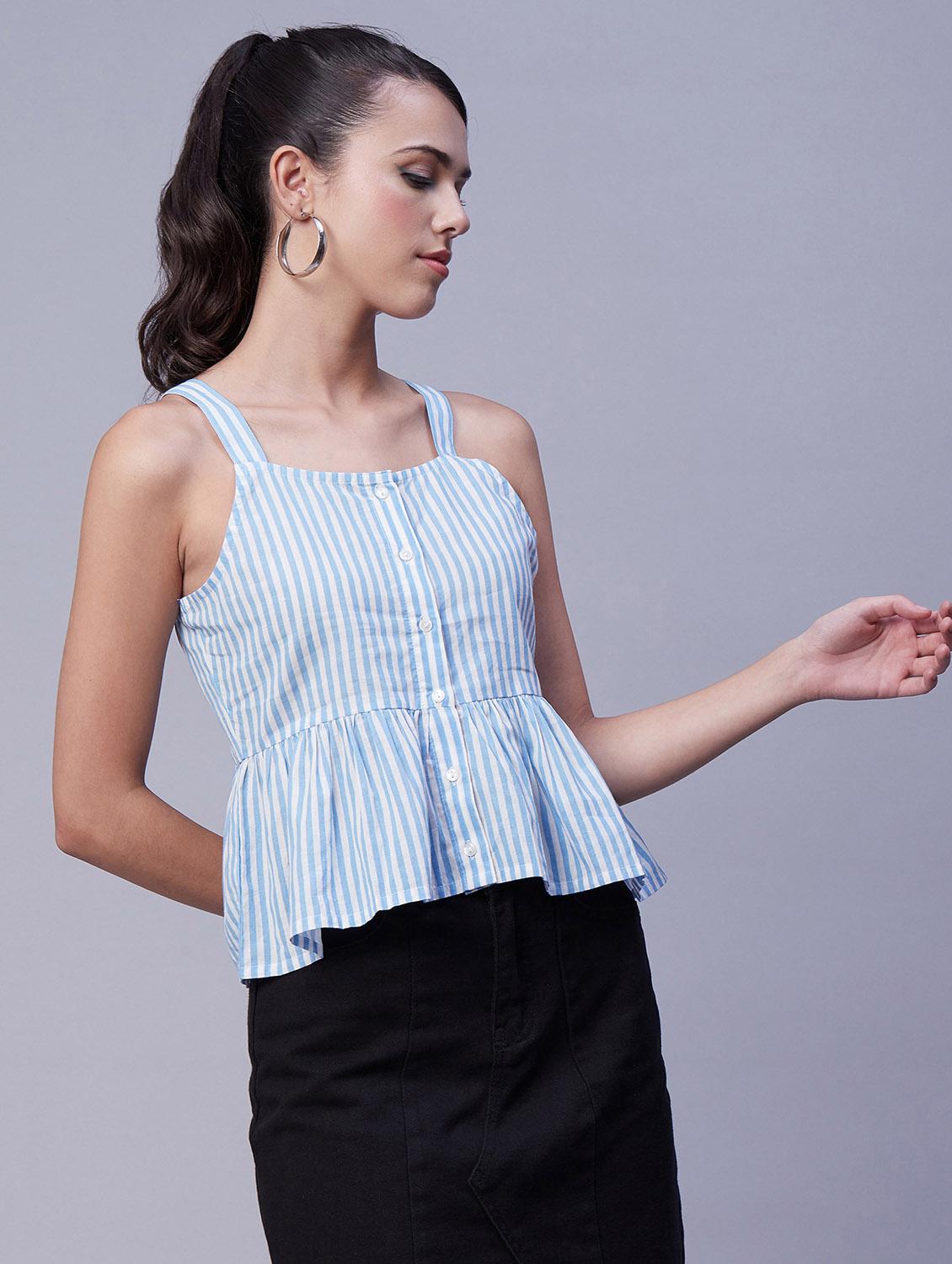 women's peplum shoulder strap top - 20171154 - Standard Image - 1