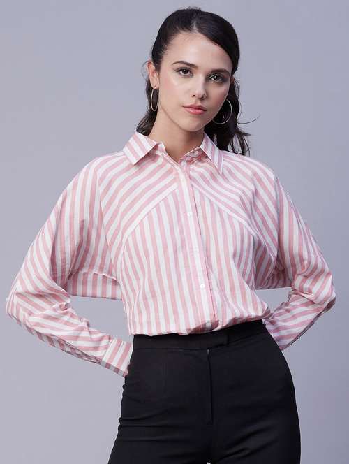 pink striped regular shirt - 20171156 - Standard Image - 0