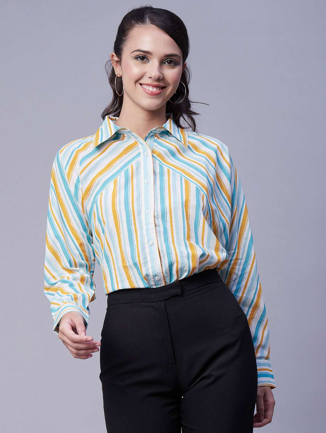 women striped regular shirt