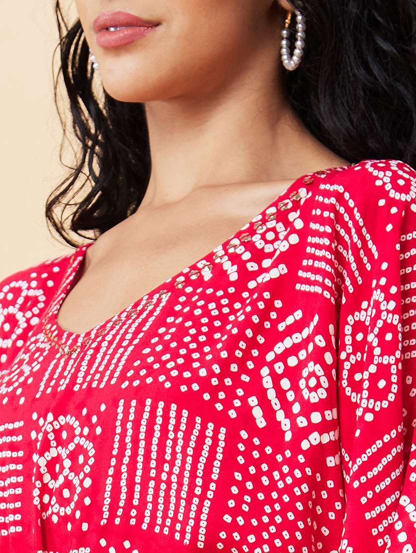 pink bandhani printed kaftan kurta - 20171173 -  Standard Image - 6