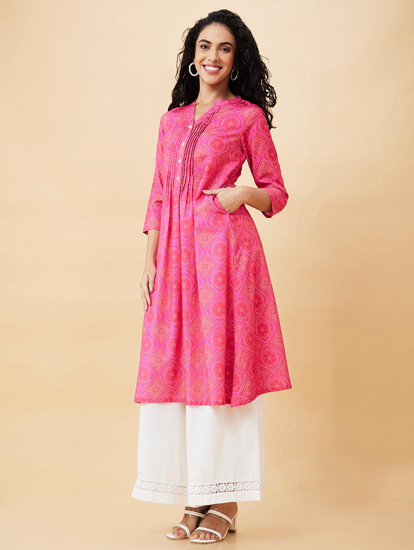 women pink polyester a-line kurta - 20171174 -  Standard Image - 1