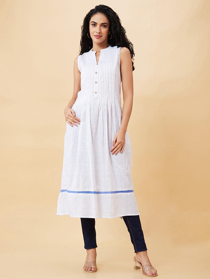 women white cotton a-line kurta - 20171177 -  Zoom Image - 0
