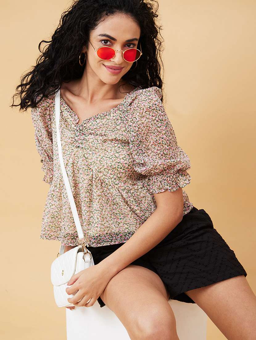 multicolored floral printed regular top - 20171186 -  Standard Image - 4